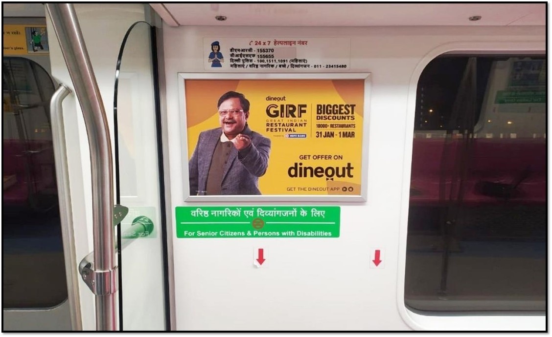 Train wrap and station domination advertising campaign in India showcasing full-train branding, platform panels, and digital screens used by major brands for maximum impact.