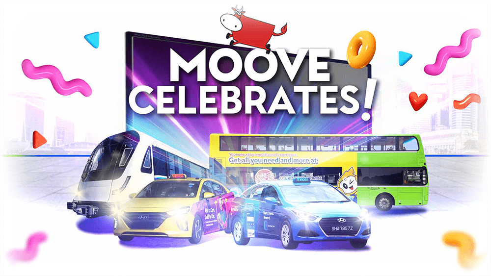 Singapore OOH advertising, public transport ads, Moove Media campaign, transit media takeover, digital bus branding
